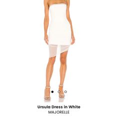 Majorelle Dress. Great Quality. Lightly Worn Once But No Longer Fits. White Sheer Cocktail Dress, White Sheer Mini Dress For Cocktail, White Strapless Sheer Dress, White Sheer Fitted Midi Dress, White Dress, Midi Dress, Womens Dresses, White, Women Shopping