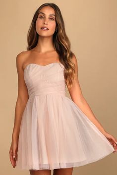 Homecoming Dresses 2023 | Short, Skater, & Midi HOCO Dresses - Lulus Spring Homecoming Dresses With Lined Bodice, Strapless Pink Dress For Wedding, Pink Sleeveless Mini Dress With Lined Bodice, Summer Bridesmaid Mini Dress With Ruched Bodice, Summer Bridesmaid Dress With Sweetheart Neckline, Pink Mini Dress With Sweetheart Neckline For Prom, Feminine Mini Dress With Sweetheart Neckline For Homecoming, Feminine Sweetheart Neckline Mini Dress For Homecoming, Summer Bridesmaid Dress With Sweetheart Neckline And Fitted Bodice