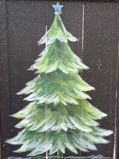 a painting of a green christmas tree