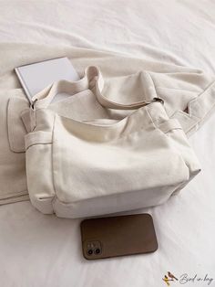 BirdinBag - Retro Canvas Shoulder Bag: Large Size, Casual Tote for Women, with Pendant, Lightweight and Versatile Casual Rectangular Hobo Bag For Daily Use, Casual Rectangular Hobo Bag For Daily Life, Everyday Square Canvas Bag With Zipper Closure, Versatile Rectangular Canvas Shoulder Bag, Casual Double Handle Shoulder Bag For Daily Use, Beige Satchel For Daily Life, Casual Rectangular Satchel For Daily Life, Daily Life Beige Satchel Bag, Beige Canvas Shoulder Bag For Daily Use