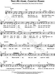 take me home, country roads sheet music