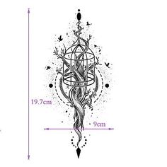 a drawing of a tree with branches and birds on it, next to a ruler