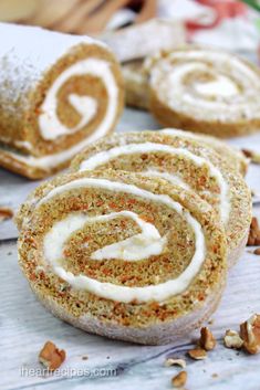 cinnamon roll with cream cheese frosting and nuts