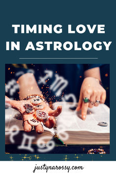 two hands holding an open book with the words, time love in astrology