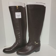 Women's Liz Claiborne Riding Boots Nwt Coffee Bean Brown Wide Calf 17.5" Tall Brown Wide Calf Boots For Walking, Brown Wide Calf Boots With Buckle Closure, Brown Knee-high Boots With Wide Calf, Classic Brown Knee-high Riding Boots, Grey High Heels, Brown Wide Calf Knee-high Boots For Riding, Brown Wide Calf Mid-calf Boots With Buckle Closure, Wide Calf Riding Boots, Pointy Toe Boots