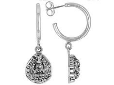 Artisan Collection Of India™ Goddess Sterling Silver Earrings. Measures Approximately 1.53"L x 0.54"W. Push Back Closure. Finished Under Gallery Symbolic Teardrop Earrings, Symbolic Teardrop Jewelry With Matching Earrings, Teardrop Oxidized Hoop Earrings As Gift, Teardrop Oxidized Hoop Earrings For Gift, Symbolic Earrings With Oxidized Finish For Gift, Quality Jewelry, Sterling Silver Earrings, Silver Earrings, Personalized Items