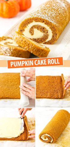 this pumpkin cake roll is so easy to make and it's the perfect fall treat