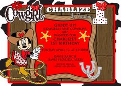 a mickey mouse birthday party with a cowboy theme on the front and side of it