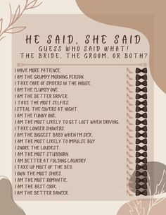 a poster with the words he said she said