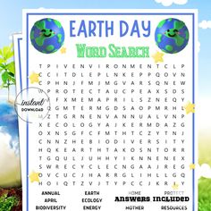 an earth day word search is shown