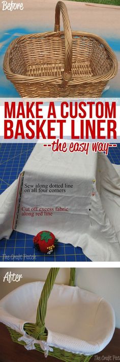 the instructions for how to make a basket liner