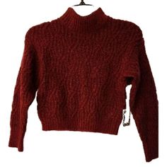 Nwt! Super Cute. Cozy, And Stylish Mockneck Pullover Semi Cropped Ribbed Hems 64% Acrylic 30% Polyester 7% Spandex Burgundy Crop Sweater, Semi Cropped, Crop Sweater, Cropped Sweater, Kids Shirts, Mock Neck, Garnet, Sweater Top, Shirts Tops