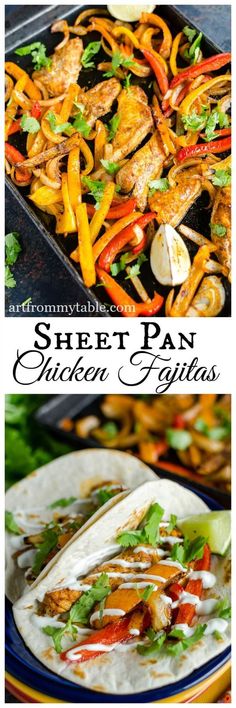 sheet pan chicken fajitas with peppers and cilantro