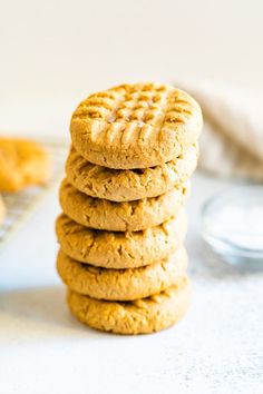 a stack of cookies sitting on top of a counter