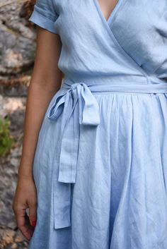 Linen Wrap Dress Rustic Wedding Dress Blue Linen Dress - Etsy Light Blue Linen Dresses For Spring, Light Blue Linen Dress For Spring, Fitted Blue Linen Dress, Elegant Spring Ramie Dresses, Spring Wedding Linen Dress, Wedding Dress Blue, Rustic Wedding Dress, Blue Linen Dress, Rajputi Dress