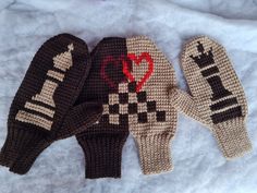 "This listing is one of a kind hand-knitted mittens (light brown with dark brown)! A perfect solution for couples who like going for a walk holding the hand of each other even in the frosty winter. <3 <3 <3 It was made in SMOKE-FREE and PET-FREE room!  Length/width of men's glove - 27/11 cm (11/4 inches) Length/width of women's glove - 25/10 cm (10/4 inches) LOOKING FOR THESE GLOVES IN A DIFFERENT COLOR/PATTERN? I love doing custom orders for my clients! Contact me and let me know what you want Mens Mittens Knitting Pattern, Granny Square Mittens, Handmade Paper Gifts, Hand Knit Mittens, Knit Dress Pattern, Glove Pattern, Knit Accessories, Knitted Mittens, Gloves For Men