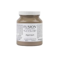 a jar of food that is sitting on a white surface with the words fuson written in