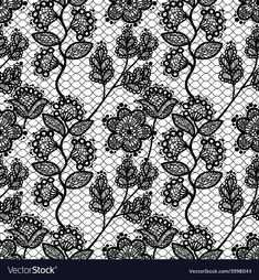 black lace with flowers and leaves on a white background seamless pattern for fabric or wallpaper