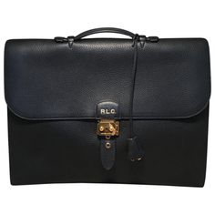 Hermes Black Noir Togo Sac A Depeches 41 Briefcase in excellent condition. Black noir togo leather trimmed with gold hardware and clochette with single key. Pinch lock top flap opens to an unlined interior with 2 separate compartments and plenty of room for a laptop, papers, folders, notepads, binders and more. Stamped with R.L.C. initials in gold above front lock closure. No stains, smells or scuffs. Clean corners, edges and interior. Plastic protective coating still on hardware. Stamped square Louis Vuitton Hobo Bag, Louis Vuitton Hobo, Leather Handbag Patterns, Vintage Briefcase, Laptop Briefcase, Togo Leather, Handbag Patterns, Business Bag, Hermes Bags