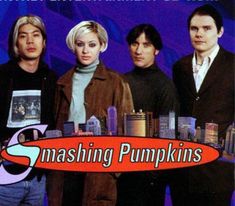 an advertisement for mashing pumpkins from the tv series friends with benefits, featuring two men and a woman