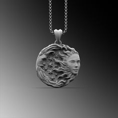 This expertly crafted Silver Sun And Moon Pendant necklace casts a spell of captivation on all those who wear it! A bold piece for anyone who loves Mythical Jewelry . Buy for yourself or give it as a gift for that special someone in your life! ★Item Details ◆ Material : 925K Sterling Silver ◆ Pendant Height : 1.37 inch x 3.5 cm ◆ Pendant Weight : 14.90 Gram ( without chain ) ◆ Bail Height : 0.39 inch x 1 cm ◆ Bail With : Suitable for up to  0.19 inch x 5.00 mm Chain ◆ Rolo Chain Thickness : 0.078 inch x 2 mm ◆ Rolo Chain Weight : 18 Inches - (45cm) = 4.50 Gr 20 Inches - (50cm) = 5Gr 22 Inches - (55cm) = 5.50 Gr 24 Inches - (60cm) = 6.05 Gr 26 Inches - (65cm) = 6.60 Gr 28 Inches - (70cm) = 7.12 Gr ◆ Foxtail Chain Thickness : 0.078 inch x 2 mm ◆ Foxtail Large Chain Weight :  28 Inches - (70c Silver Moon-shaped Jewelry With Coin Pendant, Celestial Round Pendant Necklace For Collectibles, Sterling Silver Sun And Moon Medallion Necklaces, Silver Medallion Jewelry With Moon Phase, Silver Moon Phase Medallion Jewelry, Silver Amulet Jewelry With Sun And Moon Design, Celestial Silver Coin Pendant Jewelry, Silver Amulet Necklace With Sun And Moon Design, Spiritual Moon-shaped Collectible Jewelry