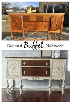 an old dresser turned into a sideboard makeover with chalk paint and furniture stencils