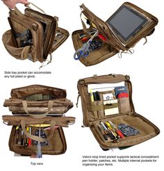 It DOES have a place for my off-duty carry weapon. Check out the upper left hand corner photo. Looks like it would conceal an off duty gun nicely. Ipad Organizer, Tactical Bag, Edc Gear, Storage Diy, Survival Gear, Survival Skills, Everyday Carry