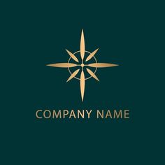 a compass logo on a green background with the word company name written below it in gold