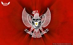 a red background with an eagle emblem on it