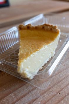 a piece of pie sitting on top of a plastic tray