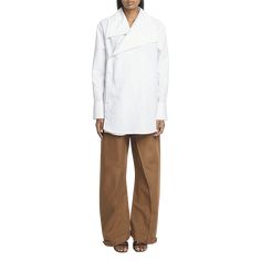 JW Anderson shirt with an off-centered button placket Oversized collar Long sleeves; button cuffs Back yoke; box pleat Relaxed fit Shirttail hem Cotton Dry clean Made in Portugal Oversized Collar, Jw Anderson, Box Pleats, Bergdorf Goodman, Button Placket, Button Downs, Button Down Shirt, Tops Designs, Portugal