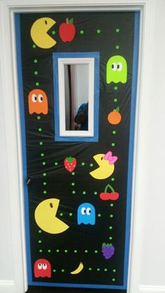 a door decorated to look like pacman