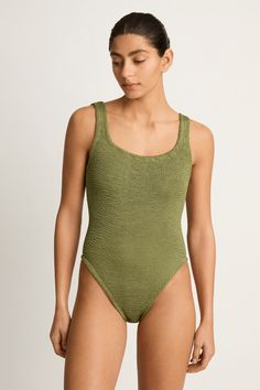 Hunza G Square Neck One Piece - Metallic Moss 30 Percent Off, Hunza G, Young Fashion, Square Neck, Tops Designs, One Piece, Square, Fabric