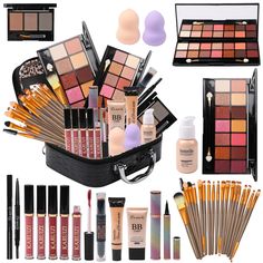 PRICES MAY VARY. 【All In One Makeup Kit】Perfect starter makeup kit, All women's essentials in one Cosmetic Bag and a great gift for any occasion 【Best For Beginners and Professionals】Perfect for makeup beginners or professionals of all ages. It contains a wide variety of styles and shades, allowing you to mix and match different make-up styles and to create exquisite makeup look. 【Widely Use】:Various colors suit your option.Can be used on top lip, face, legs and body! Soft and Smooth, Super crea Cheap Makeup Products On Amazon, Make Up Kit Professional, Contouring Stick, Makeup Palette Collection, All In One Makeup, Selena Pictures, Eyebrow Powder, Makeup Storage Bag, Matte Eyeshadow Palette