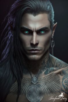 Rix - AI Art by StorybookFairy Male Elf Character Art, Dark Male Fairy, Old Elf Male, Dark Elf Male, Male Elf Black Hair, Fae Face, Male Art Model