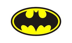 the batman symbol is shown in yellow and black