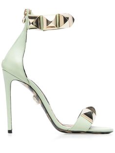 Light Green Shoes, Farfetch Shoes, Mint Heels, Nice Sandals, Shoe Wishlist, Embellished Sandals, Blue Heels, Diva Fashion, Blue Sandals