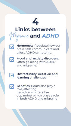 Discover the unexpected connection between migraine and ADHD – two complex conditions that coexist more often than you think. Dive into the intriguing link beyond their surface differences. Add Disorder, How To Relieve Migraines, Migraine Prevention, Mental Health Facts, Hormone Health, Alternative Health, Mental And Emotional Health, Health Info, The Unexpected