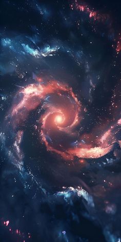 two spirals in the middle of a space filled with stars