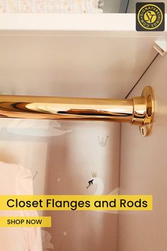 Heavy Duty Brass Closet Flanges and Rods - Clothes Hanging Rods,  Custom Closet Rods and Hardware Brass Clothes Rod, Brass Closet Hardware, Brass Laundry Hanging Rod, Closet Rods Ideas Hanging Clothes, Double Rod Closet Ideas, Closet Rod Ideas Hanging Clothes, Closet Rod Ideas