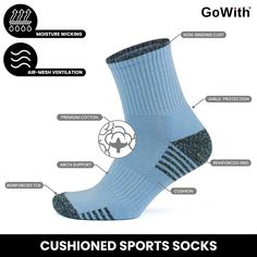 Product Description Cotton athletic socks are designed to maximize the comfort of physically active men and women. They feature high-quality construction with cotton by GoWith, an experienced manufacturer of socks for men, women, kids and babies. Therefore, these athletic cotton socks present a smooth texture and soft gentle touch to alleviate the effects of constant friction during training. These cotton athletic socks on GoWith also have cushioned soles for increased softness since they provid Comfortable Breathable Socks For Outdoor Activities, Comfortable Anti-odor Socks For Outdoor Activities, Comfortable Anti-odor Functional Socks, Functional Anti-odor Comfortable Socks, Sweat-resistant Comfortable Sports Socks, Breathable Comfortable Socks For Sports Events, Comfortable Sweat-resistant Sports Socks, Comfortable Anti-odor Socks For Sports Events, Comfortable Anti-odor Socks For Training