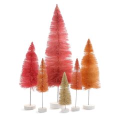 Bottle Brush Trees - Pink Hues, Shop Sweet Lulu Rainbow Pom Pom Garland, Rainbow Trees, Rainbow Christmas Tree, Rainbow Tree, Rainbows Christmas, Tinsel Garland, Brush Trees, Christmas Tree Set, Pink Bottle