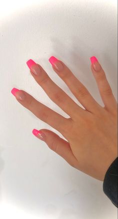 Fun Nail Inspo Coffin, Cute Nails Acrylic Coffin French Tip, Simple Spring Break Nails Acrylic, Hot Pink Tip Acrylic Nails, Preppy Nails Acrylic Square, Nails To Get For Vacation, Long Preppy Nails, Acrylic Nails For Spring Break, Spring Acrylic Nails Simple