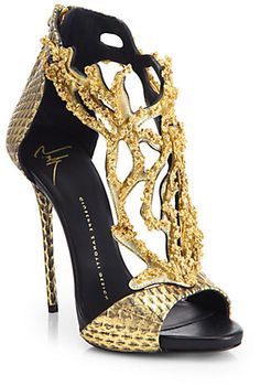 Giuseppe Zanotti Goldtone Coral Python Sandals   |  ≼❃≽ @kimludcom Coral Heels, Gold Stiletto Heels, Giuseppe Zanotti Heels, Adidas Zx, Fabulous Shoes, Hot Shoes, Women Sandals, Shoe Obsession, Shoe Lover