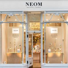 the front entrance to neom, an elegantly decorated store in london's covent district