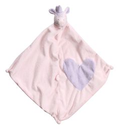 a baby blanket with a giraffe on it's back and a heart in the middle