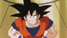 a young gohan is standing with his hands on his hips