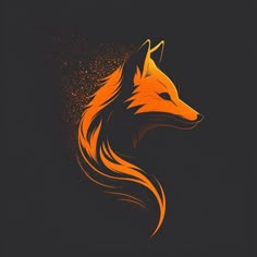 an orange fox's head on a black background