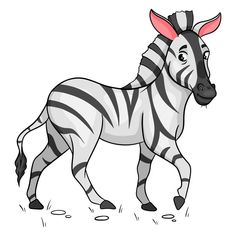 a cartoon zebra standing in the grass