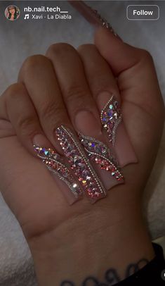 Blinged Out Nails Extra Long, Xl Glitter Acrylic Nails, Glow Nails, Coffin Nails Long, Cute Acrylic Nail Designs